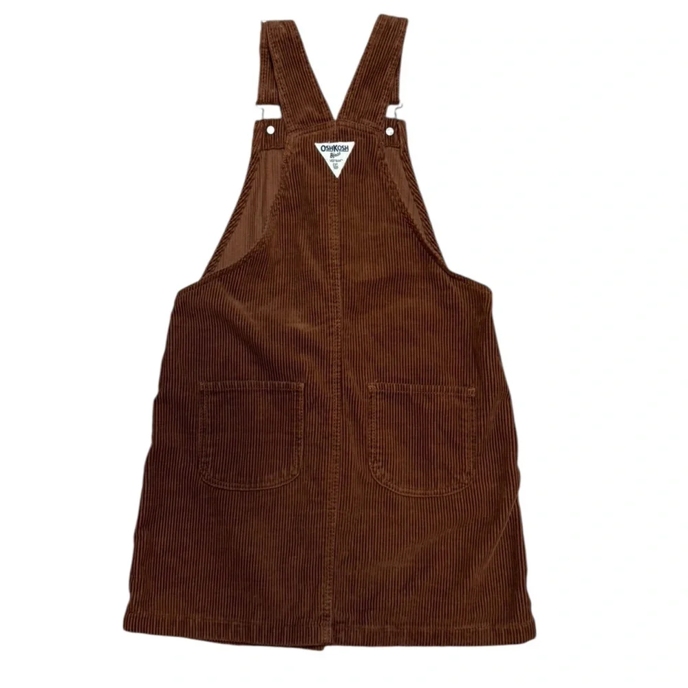 Vintage OshKosh B’gosh Vestbak Corduroy Overall Pinafore Dress Brown Ch Size 10